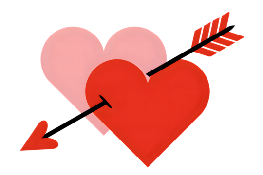 Red heart pierced by an arrow