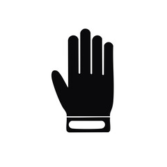Obraz premium Black hand raised in stop gesture symbol icon for warning and prohibition