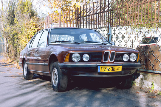 Poznan, Poland - November 8, 2025. BMW 733i, also known as BMW E23, a classic, first generation BMW 7 series car produced from 1976 to 1986.