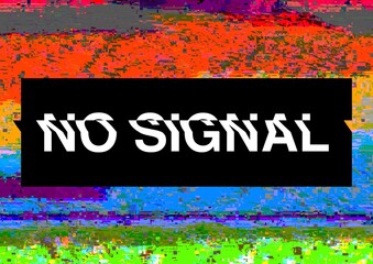 No Signal TV Glitch Screen &ndash; Colorful Static Distortion Background