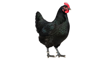Black hen isolated on white background a healthy farm animal perfect for poultry farming and food-related content