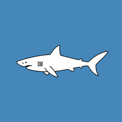 Obraz premium Monochrome Shark Sketch on Blue Background