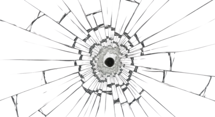 Shattered Glass Texture With Bullet Hole abstract background isolated on a transparent background
