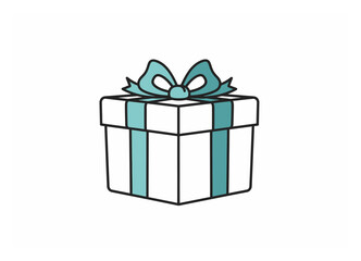 Simple Flat Vector Gift Box with Bow, Modern Minimalist Icon Illustration