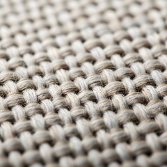 Extreme macro of neutral fabric texture, detailed close-up of coarse woven burlap or jute fibers background