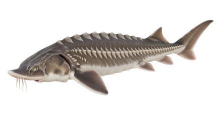 Sturgeon fish isolated on white a large freshwater species commercially important for caviar and meat