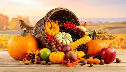 Abundance of Autumn Harvest - A Thanksgiving Cornucopia Display.