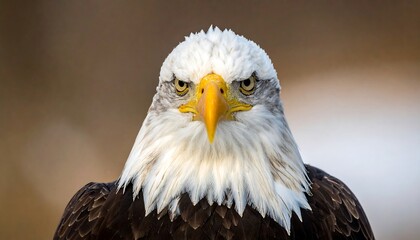 Obraz premium Majestic Bald Eagle Stares Intently at the Camera.