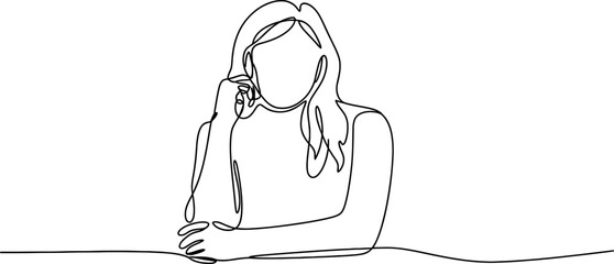 Continuous line drawing of a woman talking on the phone, showcasing simplicity and modern communication the minimalist design captures the essence of connectivity continuous one line art of vector ill