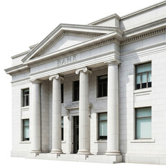 Obraz premium Bank Building Exterior Finance Architecture Marble Facade Classical Columns Institution on transparent background