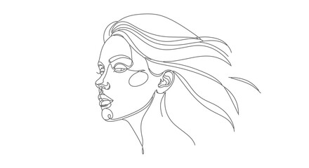 One line art A continuous single line drawing of a woman's profile, minimalist style, simple art