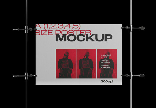 Horizontal Poster Mockup for Advertising and Marketing Campaigns