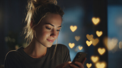 Woman using smartphone representing digital wellbeing and online connection