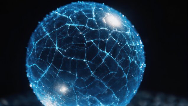 Abstract Blue Sphere with Glowing Network Connections.