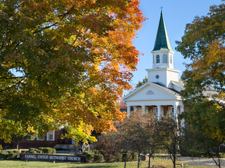 United Methodist Church in Carmel, Indiana in the fall