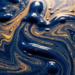 Swirling depths of color dance with golden light, a mesmerizing abstract of liquid beauty across the plane