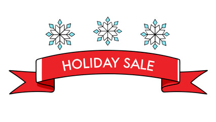 A red banner displays "HOLIDAY SALE" beneath three stylized snowflakes.