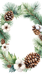 Fototapeta premium Christmas Watercolor Frames PNG Set | Festive Winter Floral Wreaths, Holiday Borders, Pine Branches, and Botanical Decorations for Greeting Cards & Invitations