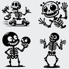 Funny Skeleton Silhouette Vector SVG Bundle, Skull SVG, Skeleton SVG, Funny Skeleton SVG, Skeleton Clipart, Death, Cutting File For Cricut, Silhouette, Vector, Funny, Woman Skeleton