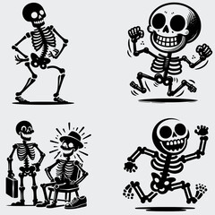 Funny Skeleton Silhouette Vector SVG Bundle, Skull SVG, Skeleton SVG, Funny Skeleton SVG, Skeleton Clipart, Death, Cutting File For Cricut, Silhouette, Vector, Funny, Woman Skeleton