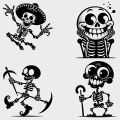 Funny Skeleton Silhouette Vector SVG Bundle, Skull SVG, Skeleton SVG, Funny Skeleton SVG, Skeleton Clipart, Death, Cutting File For Cricut, Silhouette, Vector, Funny, Woman Skeleton