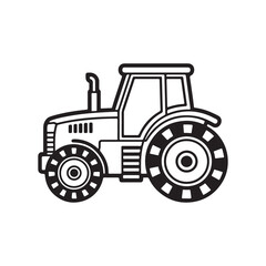 Farm Tractor Outline Vector Illustration