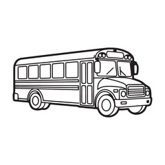 Classic School Bus Vector Line Art
