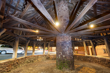 Night photo of the old yarn market in Dunster in Exmoor National Park