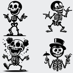 Funny Skeleton Silhouette Vector SVG Bundle, Skull SVG, Skeleton SVG, Funny Skeleton SVG, Skeleton Clipart, Death, Cutting File For Cricut, Silhouette, Vector, Funny, Woman Skeleton