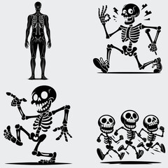 Funny Skeleton Silhouette Vector SVG Bundle, Skull SVG, Skeleton SVG, Funny Skeleton SVG, Skeleton Clipart, Death, Cutting File For Cricut, Silhouette, Vector, Funny, Woman Skeleton