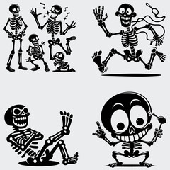 Funny Skeleton Silhouette Vector SVG Bundle, Skull SVG, Skeleton SVG, Funny Skeleton SVG, Skeleton Clipart, Death, Cutting File For Cricut, Silhouette, Vector, Funny, Woman Skeleton