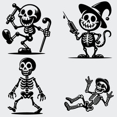 Funny Skeleton Silhouette Vector SVG Bundle, Skull SVG, Skeleton SVG, Funny Skeleton SVG, Skeleton Clipart, Death, Cutting File For Cricut, Silhouette, Vector, Funny, Woman Skeleton