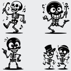 Funny Skeleton Silhouette Vector SVG Bundle, Skull SVG, Skeleton SVG, Funny Skeleton SVG, Skeleton Clipart, Death, Cutting File For Cricut, Silhouette, Vector, Funny, Woman Skeleton