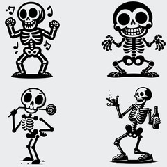 Funny Skeleton Silhouette Vector SVG Bundle, Skull SVG, Skeleton SVG, Funny Skeleton SVG, Skeleton Clipart, Death, Cutting File For Cricut, Silhouette, Vector, Funny, Woman Skeleton