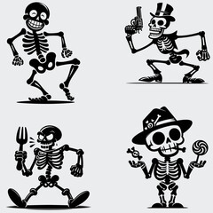 Funny Skeleton Silhouette Vector SVG Bundle, Skull SVG, Skeleton SVG, Funny Skeleton SVG, Skeleton Clipart, Death, Cutting File For Cricut, Silhouette, Vector, Funny, Woman Skeleton