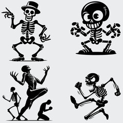 Funny Skeleton Silhouette Vector SVG Bundle, Skull SVG, Skeleton SVG, Funny Skeleton SVG, Skeleton Clipart, Death, Cutting File For Cricut, Silhouette, Vector, Funny, Woman Skeleton