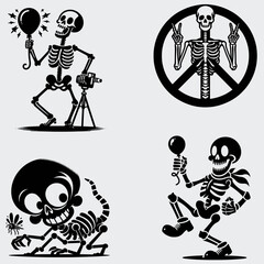 Funny Skeleton Silhouette Vector SVG Bundle, Skull SVG, Skeleton SVG, Funny Skeleton SVG, Skeleton Clipart, Death, Cutting File For Cricut, Silhouette, Vector, Funny, Woman Skeleton