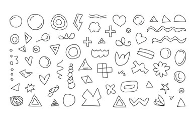 Naklejka premium Hand drawn abstract doodle shapes and icons collection