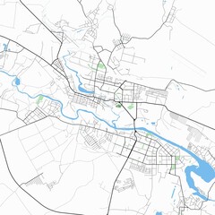 Map of the city of Kamensk-Uralsky, Sverdlovsk Oblast, Russia.