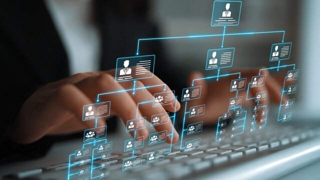 Corporate org chart and team structure show hierarchy, team, and structure for clear organization, management, and operational planning Marrow - Powered by Adobe