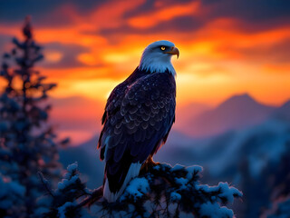 eagle at sunset