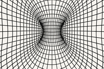 Obraz premium Illustration grids abstract geometric illusion optical vector perspective curved into stretching