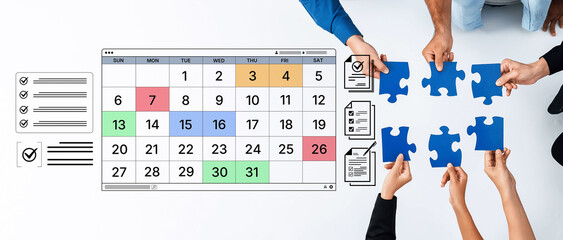 A digital calendar interface for business planning and organization. Used for scheduling events,...