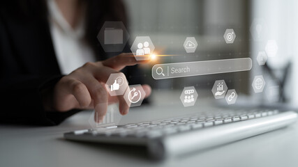 Search bar representing digital marketing, SEO analysis, and network data management Parse