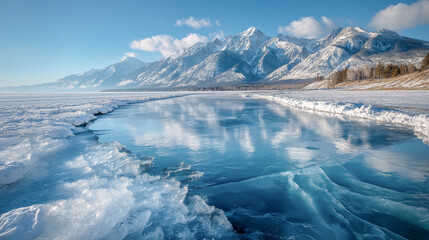 Fototapeta premium mountain lake in winter