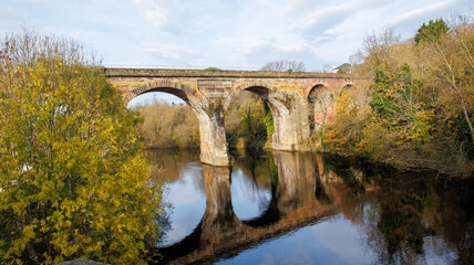 The bridge over the River Tees at Yarm in Autumn. 