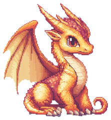 Fototapeta premium PNG Dragon illustration pixel cute.