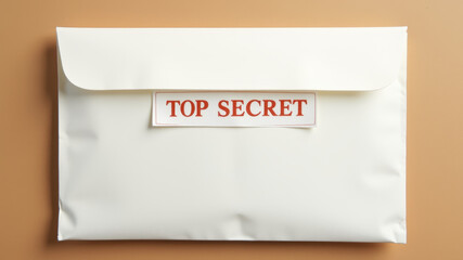 Sealed envelope marked top secret in center view