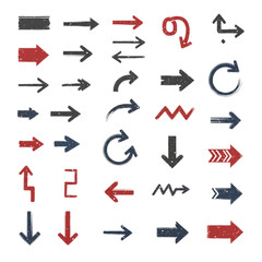 Expressive collection of hand-drawn grunge arrows pointing in various directions, use these vector elements to add a creative touch to your project now