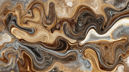 Abstract fluid brown gold gray marble texture